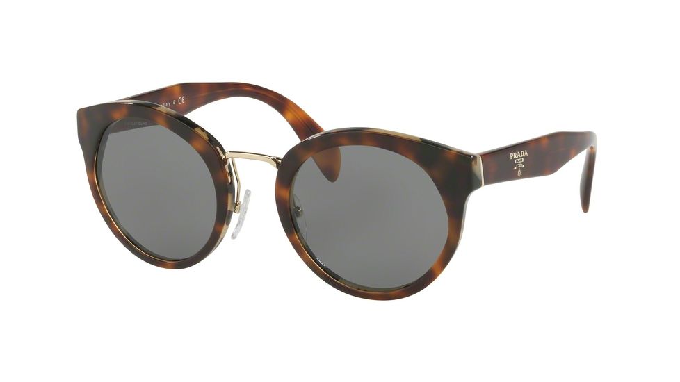 Prada PR05TS Single Vision Prescription Sunglasses PR05TS-TH89K1-53 - Lens Diameter 53 mm, Frame Color Havana/white Havana