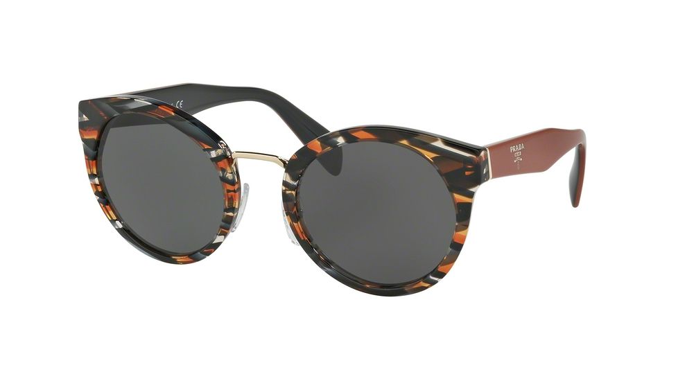 Prada PR05TS Single Vision Prescription Sunglasses PR05TS-VAN9K1-53 - Lens Diameter 53 mm, Frame Color Sheaves Grey Orange