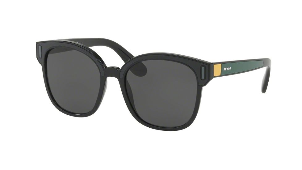 Prada PR05US Single Vision Prescription Sunglasses, 53mm, Black/grey/yellow, PR05US-07E5S0-53-SV