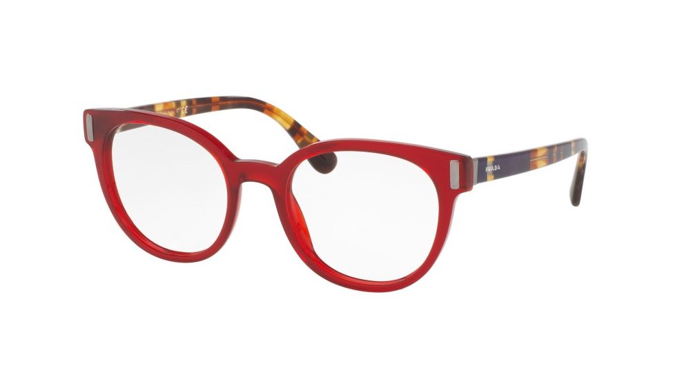 Prada PR06TVF Eyeglass Frames ACB1O1-52 - Transparent / Red Frame