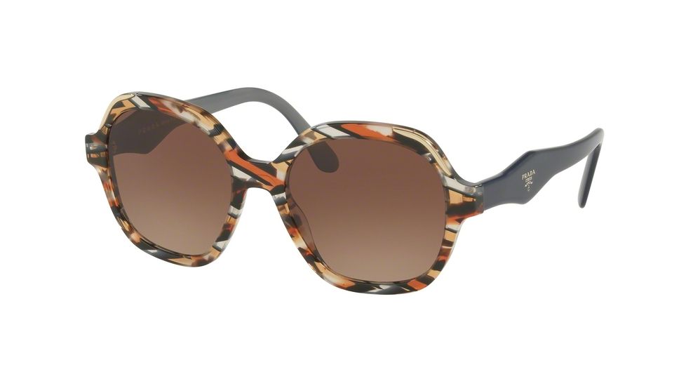 Prada PR06US Sunglasses CO56S1-52 - Havana/ears Avio Blue Frame, Brown Gradient Lenses
