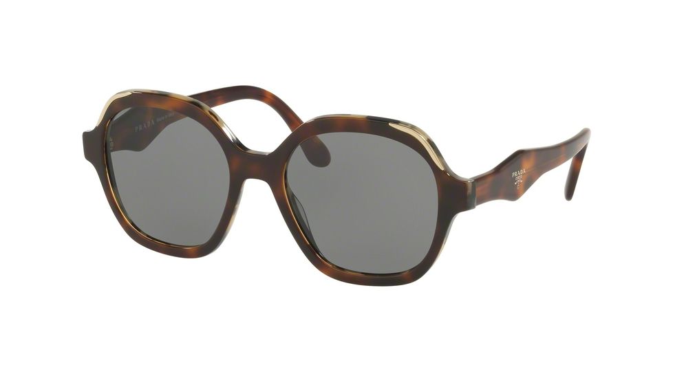 Prada PR06US Sunglasses TH89K1-52 - Havana/white Havana Frame, Grey Lenses