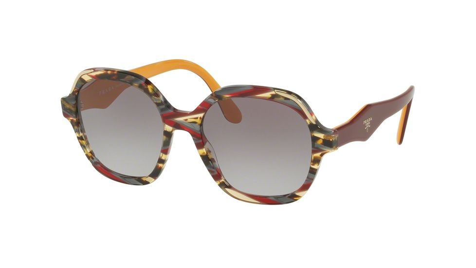 Prada PR06USF Sunglasses TH63E2-54 - Havana/ears Bordeaux Yellow Frame, Grey Gradient Lenses