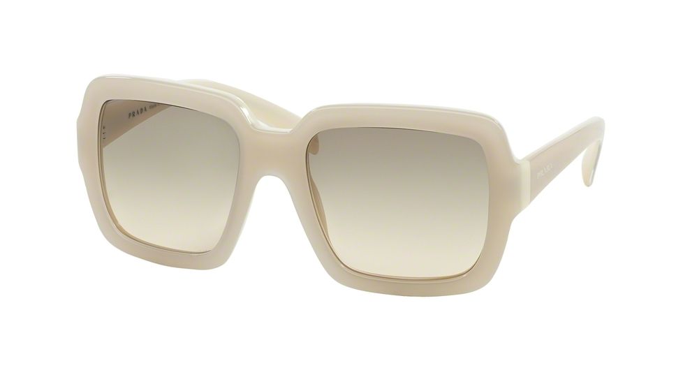 Prada PR07RS Sunglasses TKO3H2-56 - Opal Ivory/Matte Ivory Frame, Light Brown Grad Light Green Lenses