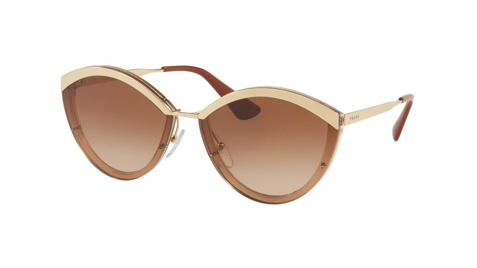 Prada PR07US Single Vision Prescription Sunglasses PR07US-726088-64 - Lens Diameter 64 mm, Frame Color Sand Gold/brown