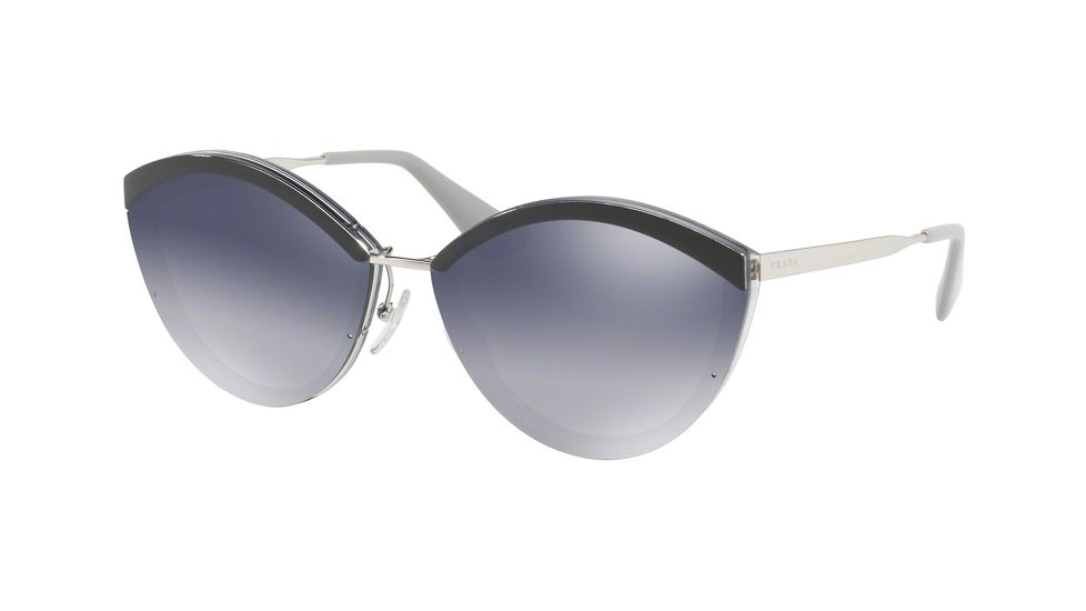 Prada PR07US Sunglasses KI53A0-64 - Grey Frame, Grey Grad Blue Mirror Silver Lenses