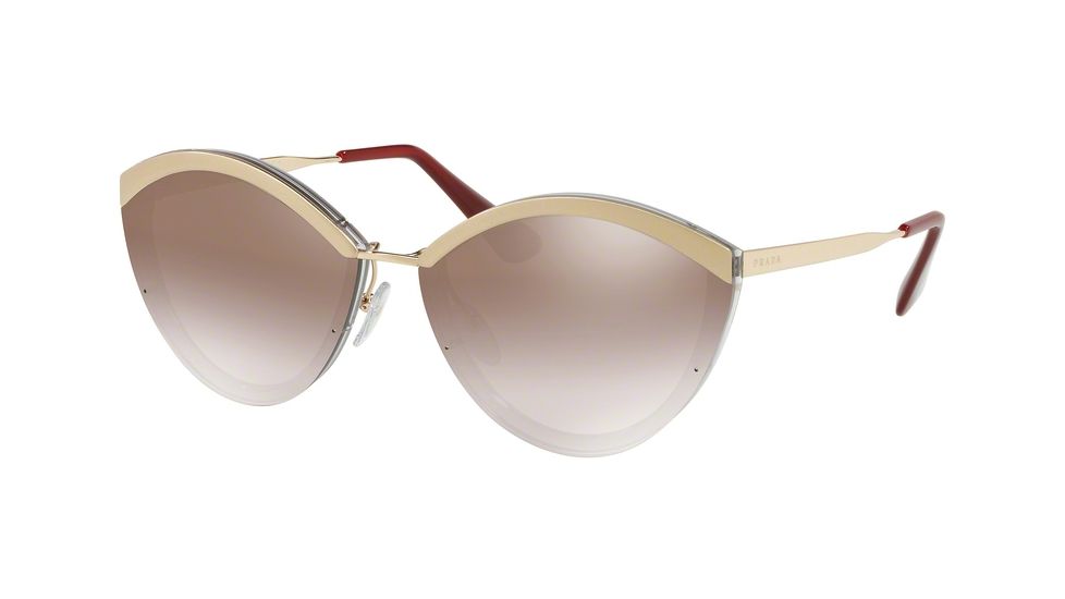 Prada PR07US Sunglasses KNG4O0-64 - Sand Pale Gold/light Brown Frame, Gradient Brown Mirror Silver Lenses