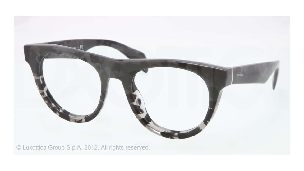 Prada PR08QV Progressive Prescription Eyeglasses QE21O1-50 - Mimetic Black/gray Transp Frame
