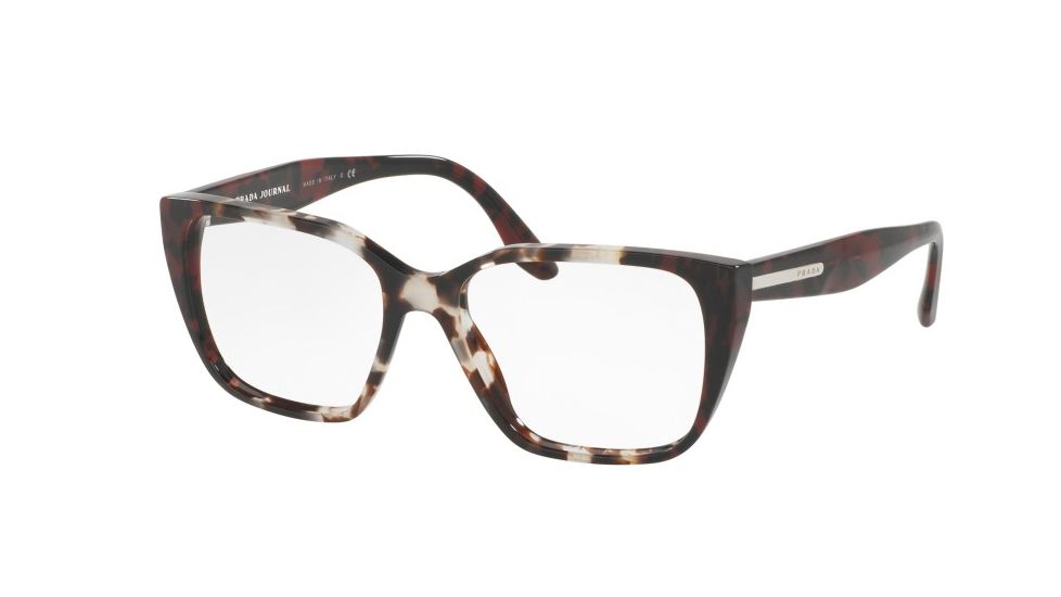 Prada PR08TV Bifocal Prescription Eyeglasses U6K1O1-51 - Spotted Op Brown/spotted Red Frame