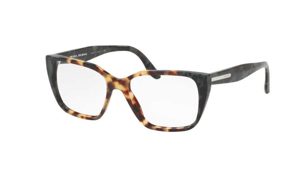 Prada PR08TV Bifocal Prescription Eyeglasses U6M1O1-53 - Medium Havana/spotted Green Frame