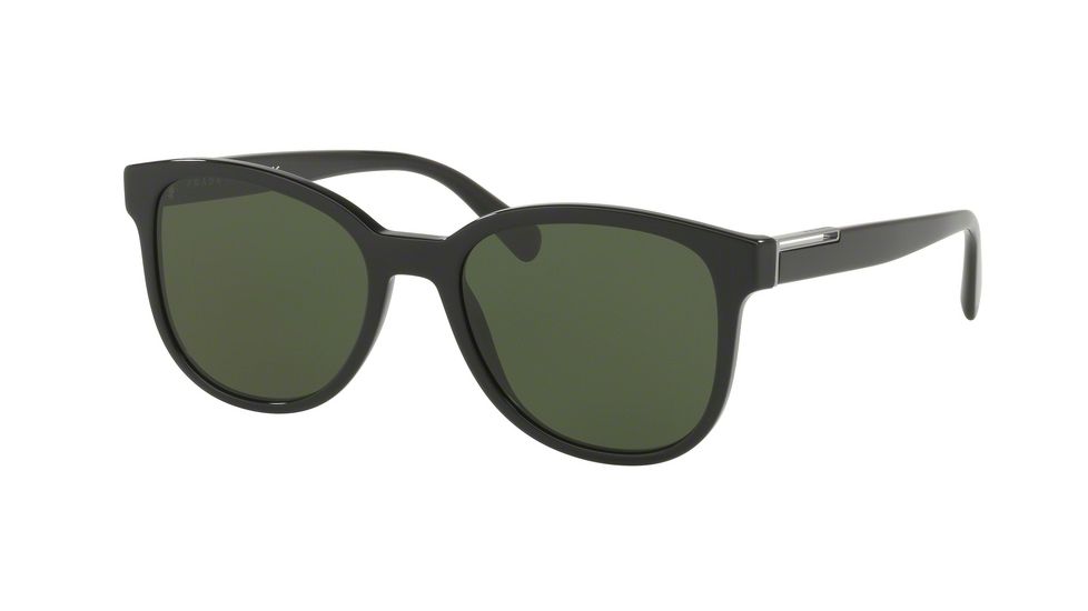 Prada PR08USF Sunglasses 1AB1I0-54 - Black Frame, Green Lenses