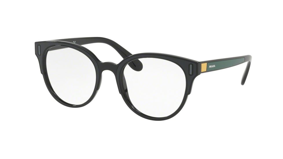 Prada PR08UVF Single Vision Prescription Eyeglasses 07E1O1-52 - Black/grey/yellow Frame