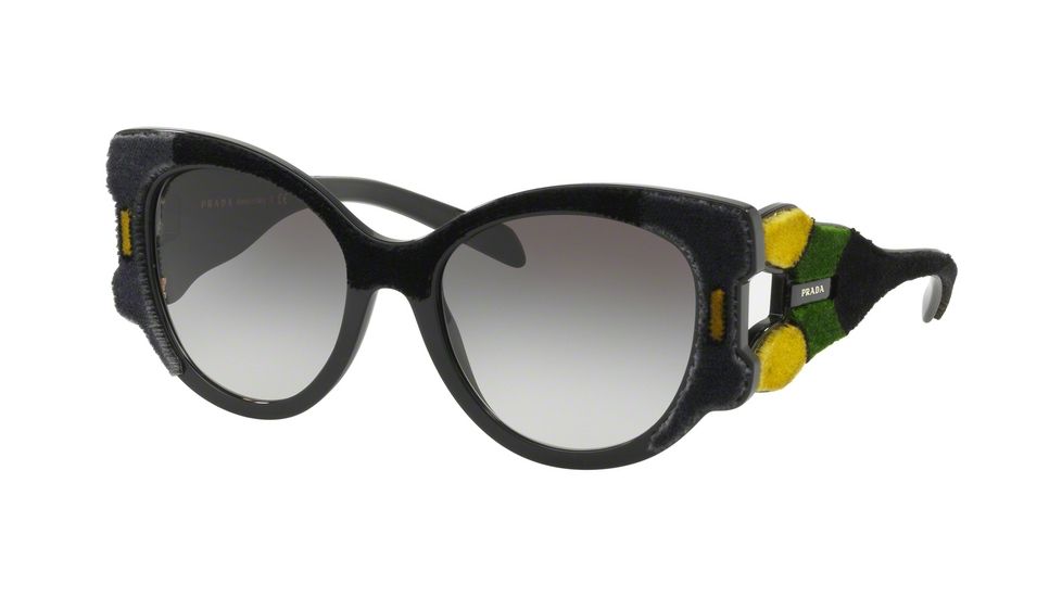Prada PR10US Single Vision Prescription Sunglasses PR10US-32V0A7-54 - Lens Diameter 54 mm, Frame Color Black/green/yellow