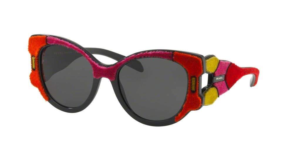 Prada PR10US Single Vision Prescription Sunglasses PR10US-C0J5S0-54 - Lens Diameter 54 mm, Frame Color Fuxia/yellow/orange