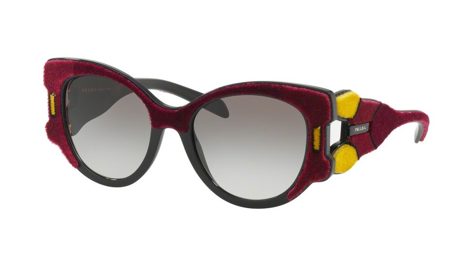 Prada PR10US Single Vision Prescription Sunglasses PR10US-I7Y0A7-54 - Lens Diameter 54 mm, Frame Color Bordeaux/yellow/brown