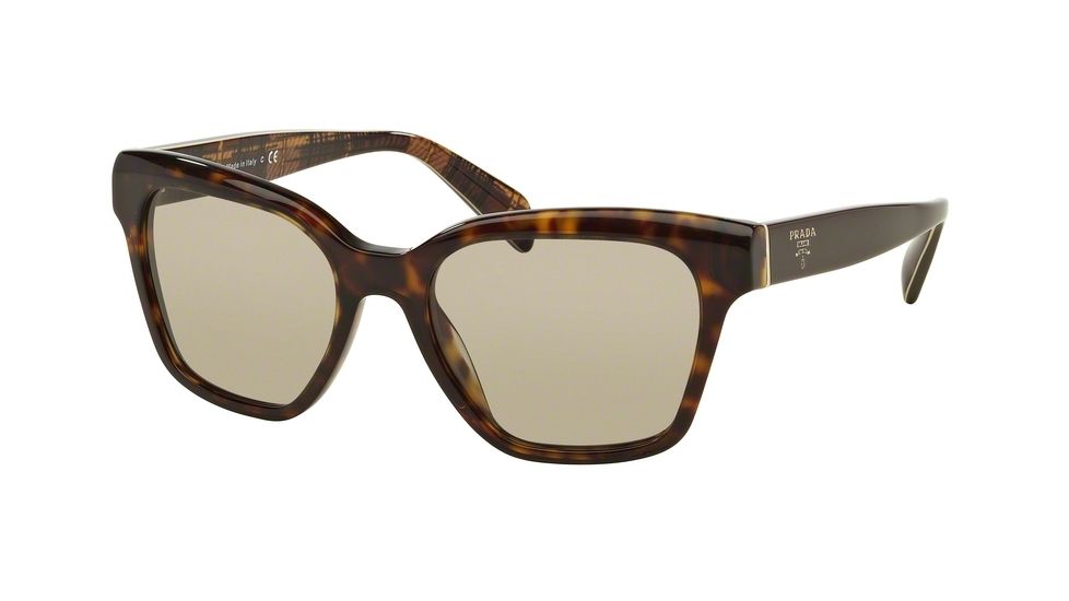 Prada PR11SSF Sunglasses 2AU5J2-56 - Havana Frame, Light Brown Lenses