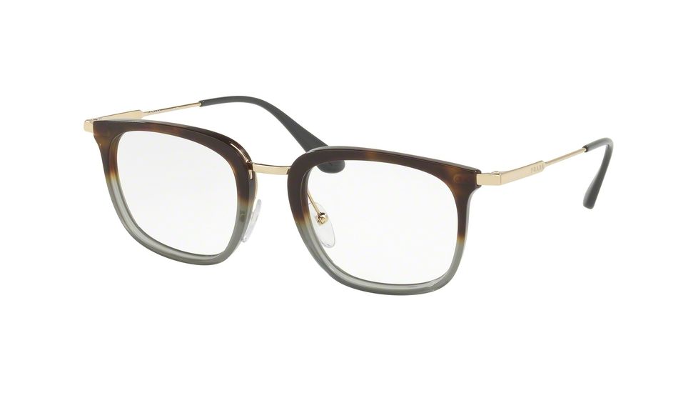 Prada PR11UV Single Vision Prescription Eyeglasses C7O1O1-49 - Havana Gradient Grey Frame