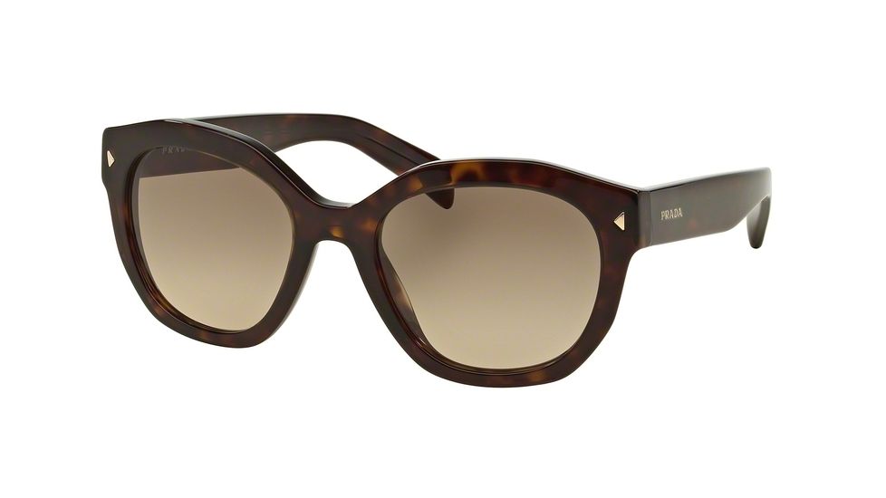 Prada PR12SSF Sunglasses 2AU3D0-53 - Havana Frame, Light Brown Grad Light Grey Lenses