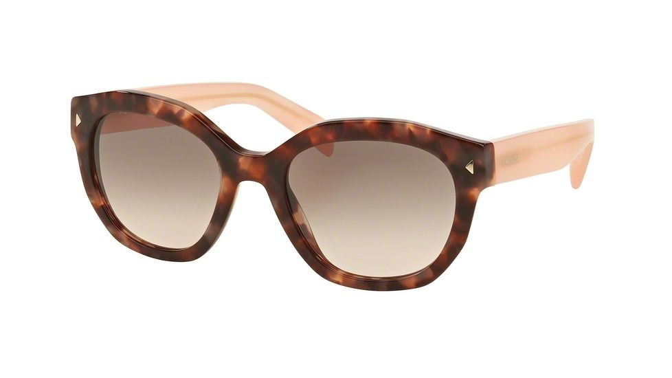Prada PR12SSF Sunglasses UE04K0-53 - Spotted Brown Pink Frame, Pink Gradient Grey Lenses