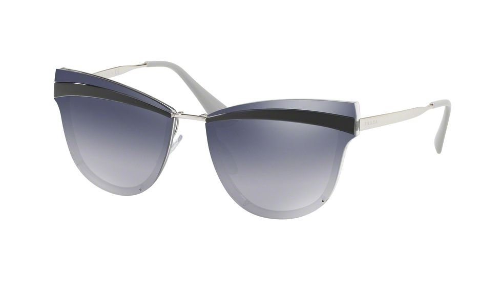 Prada PR12US Sunglasses KI53A0-65 - Grey Frame, Grey Grad Blue Mirror Silver Lenses