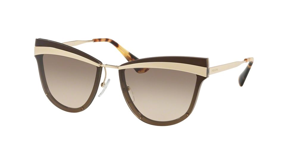 Prada PR12US Sunglasses KJM3D0-65 - Sand Pale Gold/brown Frame, Brown Gradient Grey Lenses