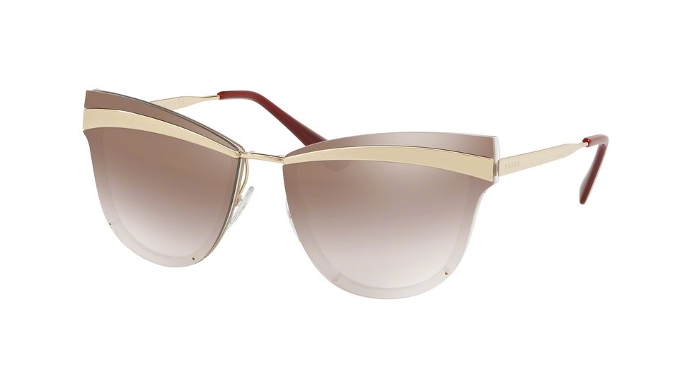 Prada PR12US Sunglasses KNG4O0-65 - Beige/marrone Chiaro Frame, Gradient Brown Mirror Silver Lenses