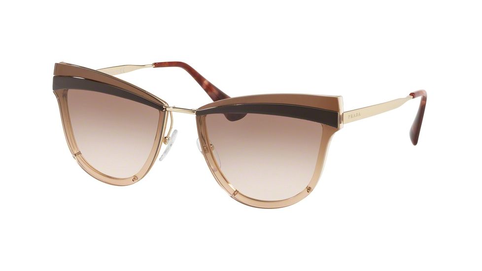 Prada PR12US Sunglasses KOF0A6-65 - Pale Gold/antique Pink Frame, Brown Gradient Lenses