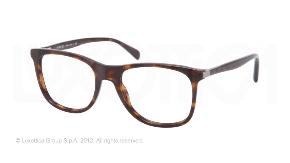 Prada PR13PV Progressive Prescription Eyeglasses 2AU1O1-52 - Havana Frame, Demo Lens Lenses