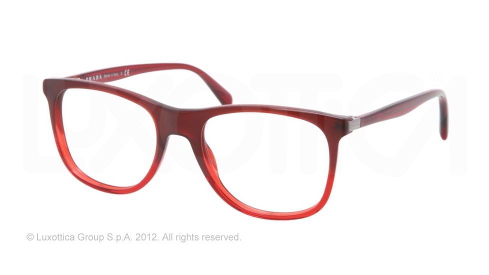 Prada PR13PV Progressive Prescription Eyeglasses MAX1O1-52 - Bordaux Gradient Red Frame, Demo Lens Lenses