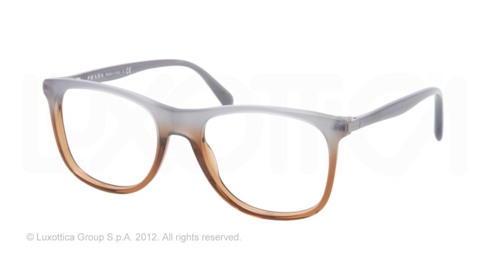 Prada PR13PV Progressive Prescription Eyeglasses MAY1O1-52 - Gray Gradient Brown Frame, Demo Lens Lenses
