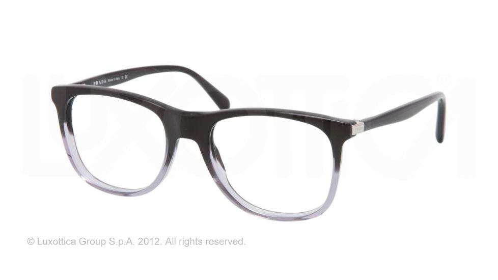 Prada PR13PV Progressive Prescription Eyeglasses ZYY1O1-52 - Black Gradient Transparent Frame, Demo Lens Lenses