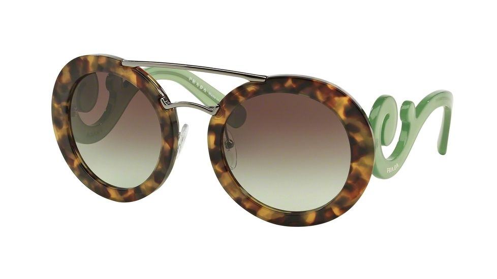 Prada PR13SS Progressive Prescription Sunglasses PR13SS-UEZ4K1-54 - Lens Diameter 54 mm, Frame Color Spotted Brown Green