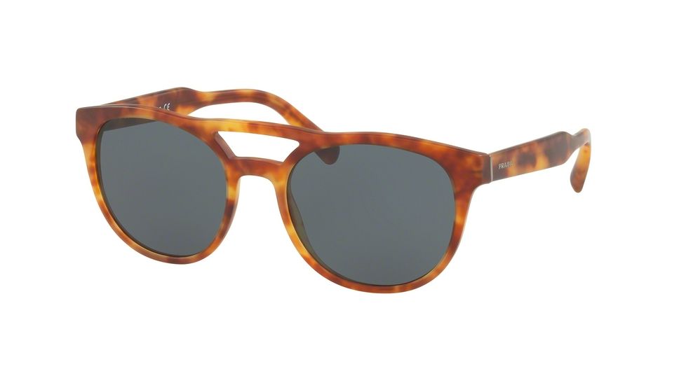 Prada PR13TSF Progressive Prescription Sunglasses PR13TSF-HAJ2K1-54 - Lens Diameter 54 mm, Frame Color Matte Light Havana