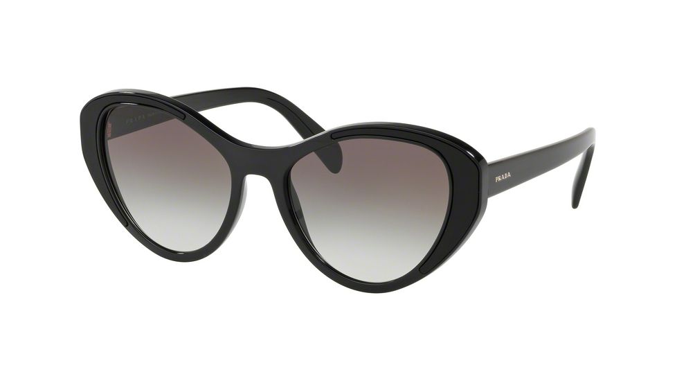 Prada PR14US Sunglasses 1AB0A7-55 - Black Frame, Grey Gradient Lenses