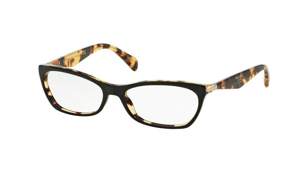 Prada PR15PVA Eyeglass Frames NAI1O1-55 - Top Black/Medium Havana Frame