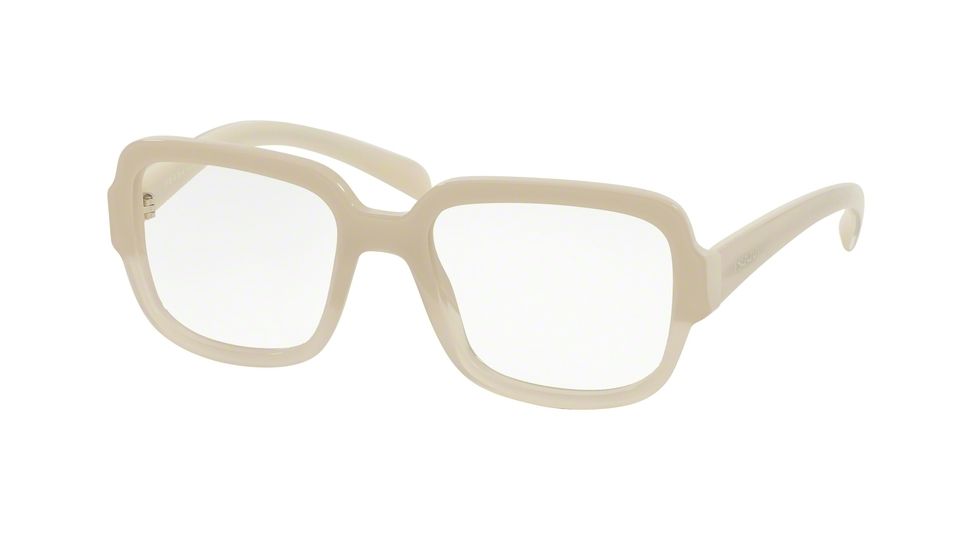 Prada PR15RV Eyeglass Frames TKO1O1-53 - Opal Ivory On Matte Ivory Frame