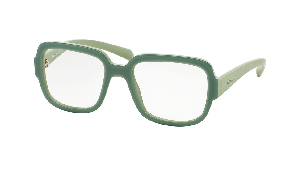Prada PR15RV Eyeglass Frames TKQ1O1-53 - Opal Dark Green On Green Frame