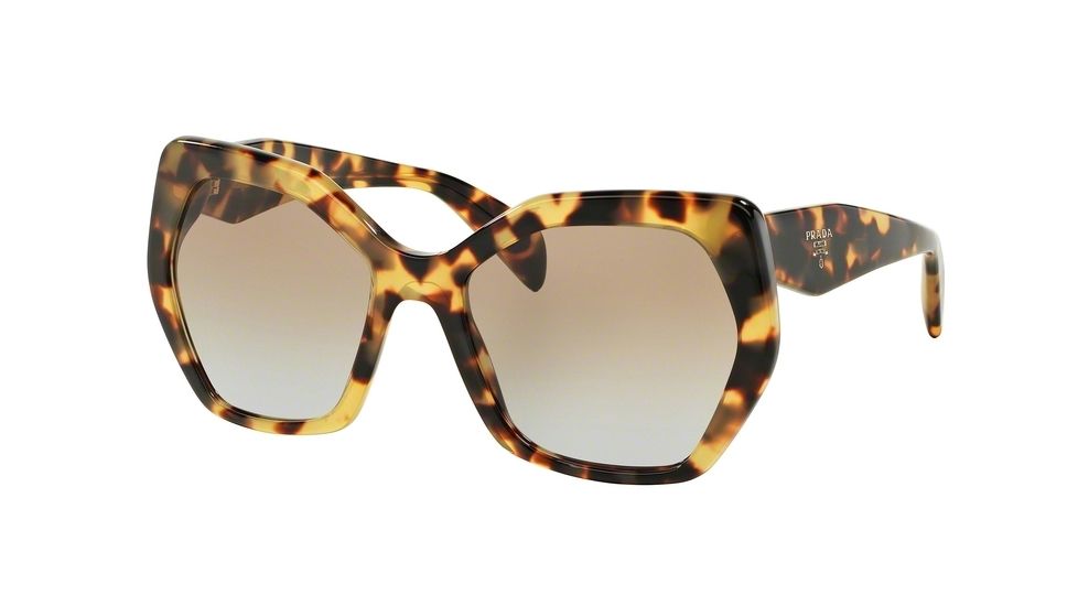Prada PR16RSF Sunglasses 7S04S2-59 - Medium Havana Frame, Light Blue Grad Light Brown Lenses
