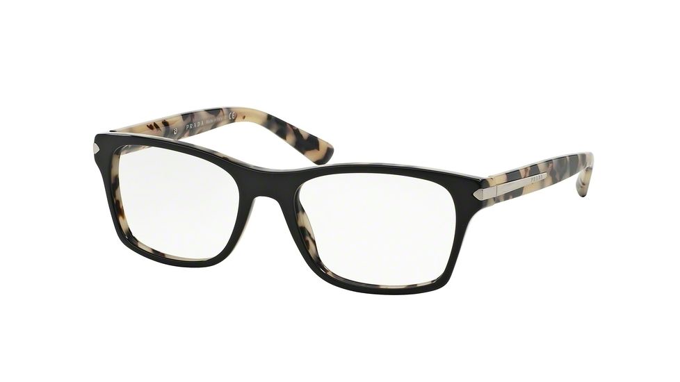Prada PR16SV Bifocal Prescription Eyeglasses ROK1O1-52 - Top Black/white Havana Frame