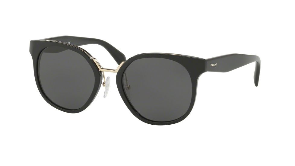 Prada PR17TS Single Vision Prescription Sunglasses PR17TS-1AB5S0-53 - Lens Diameter 53 mm, Frame Color Black