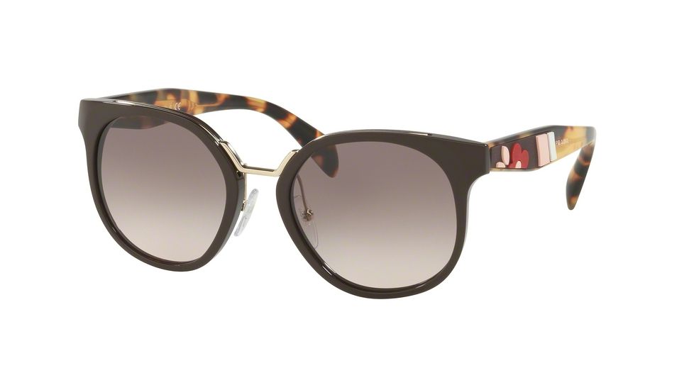 Prada PR17TS Single Vision Prescription Sunglasses PR17TS-DHO4K0-53 - Lens Diameter 53 mm, Frame Color Brown
