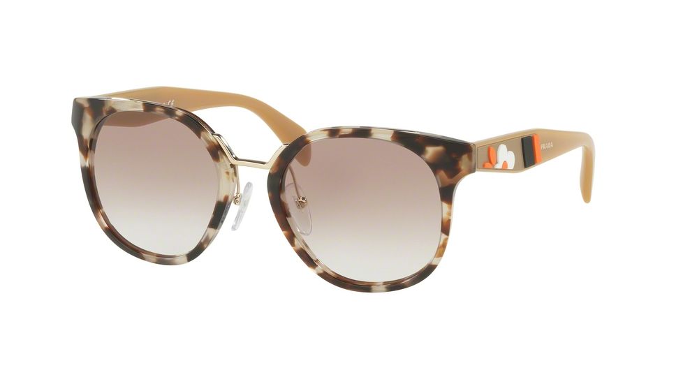 Prada PR17TS Single Vision Prescription Sunglasses PR17TS-UAO1L0-53 - Lens Diameter 53 mm, Frame Color Spotted Opal Brown