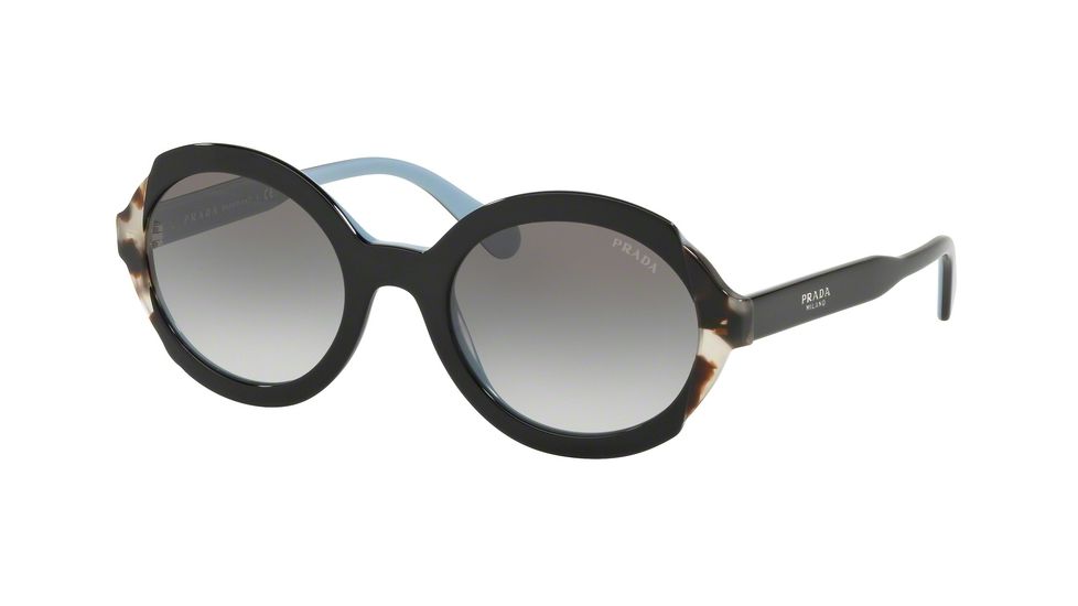 Prada PR17USF Bifocal Prescription Sunglasses, 53mm, Top Black/Azure/Spotted Brown, PR17USF-KHR0A7-53-BI