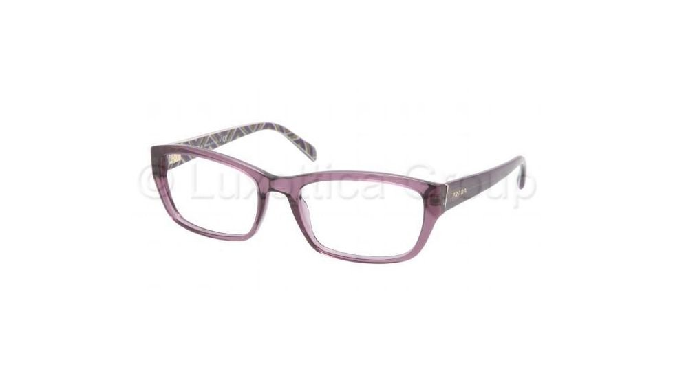 Prada PR18OV Single Vision Prescription Eyeglasses 7WR1O1-5218 - Transparent Violet Frame