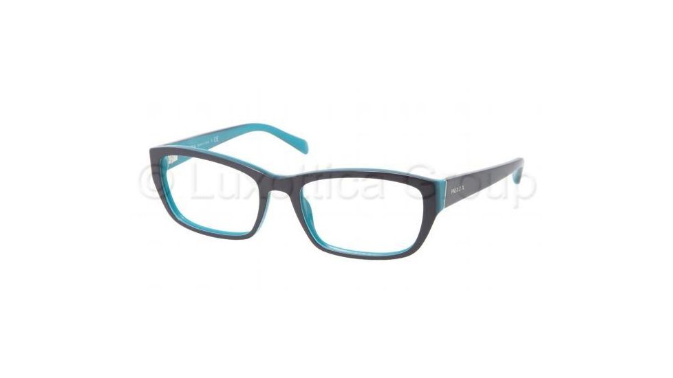Prada PR18OV Single Vision Prescription Eyeglasses JAD1O1-5218 - Top Blue/Azure Frame, Demo Lens Lenses