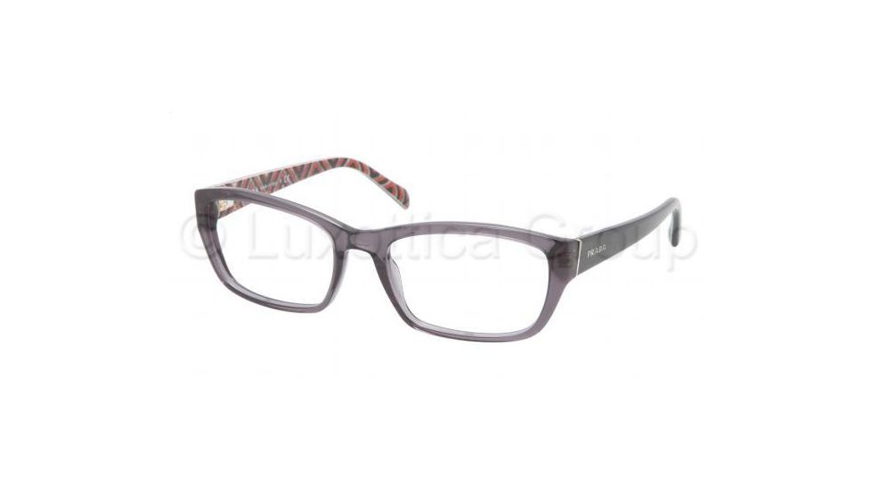 Prada PR18OV Single Vision Prescription Eyeglasses KAM1O1-5218 - Transparent Gray Frame