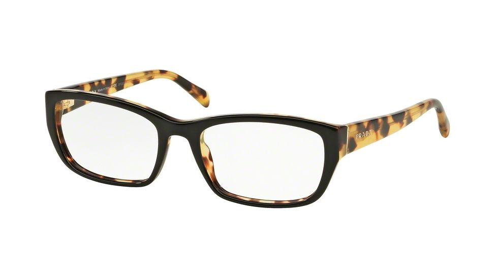 Prada PR18OV Prescription Eyeglasses NAI1O1-52 - Top Black/Medium Havana Frame