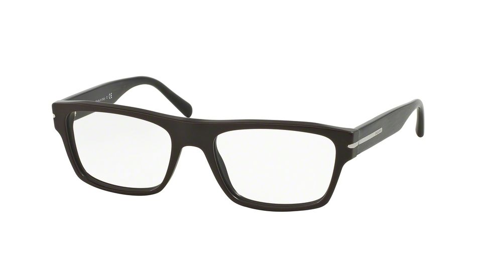 Prada PR18RV Single Vision Prescription Eyeglasses TV61O1-55 - Matte Brushed Brown Frame