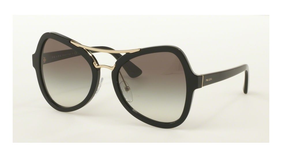Prada PR18SS Sunglasses 1AB0A7-55 - Black Frame, Grey Gradient Lenses