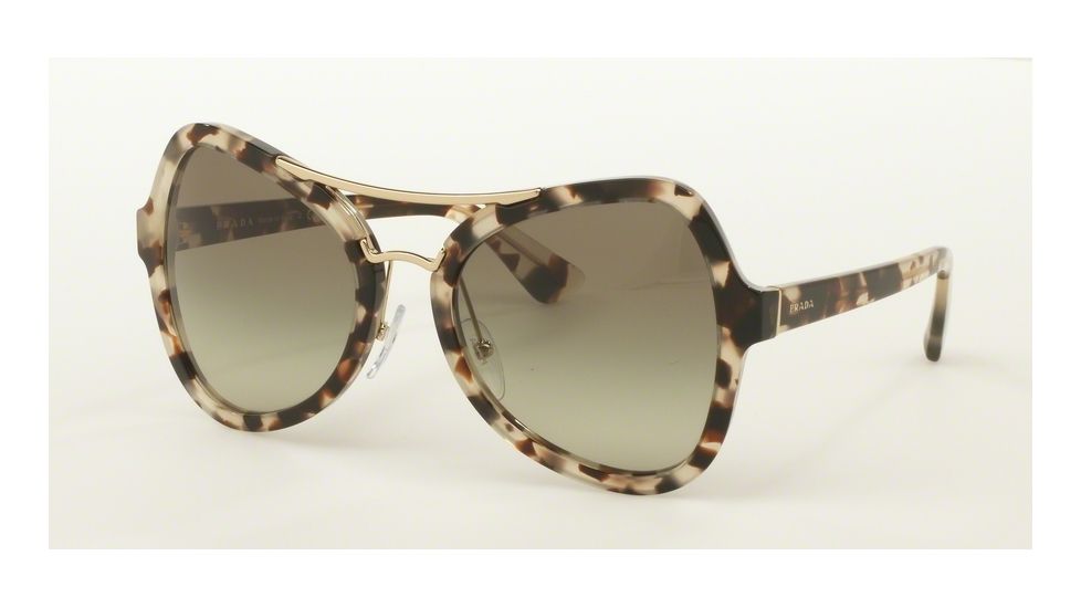 Prada PR18SS Sunglasses UAO4K1-55 - Spotted Opal Brown Frame, Green Gradient Lenses